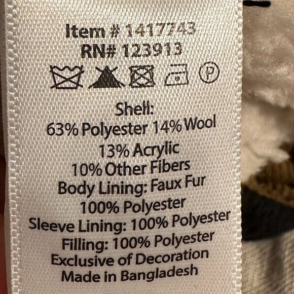 New Jachs New York Wool Blend Jacket Men's Size S Black Sherpa Lined Ragged - Picture 10 of 15